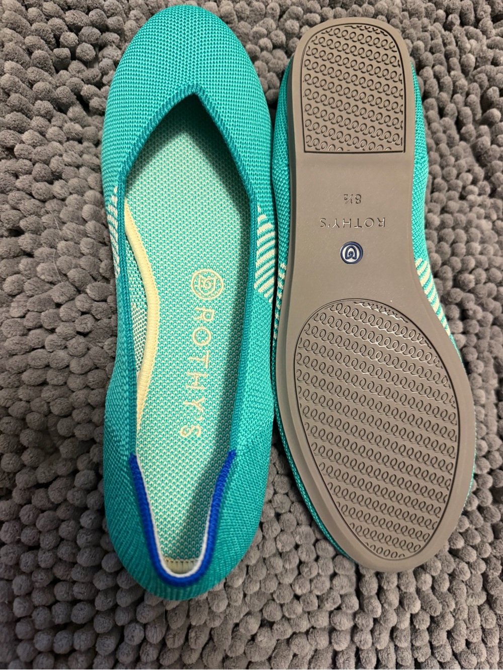 Rothy's Daily Flat Teal & White 8.5 NWOT